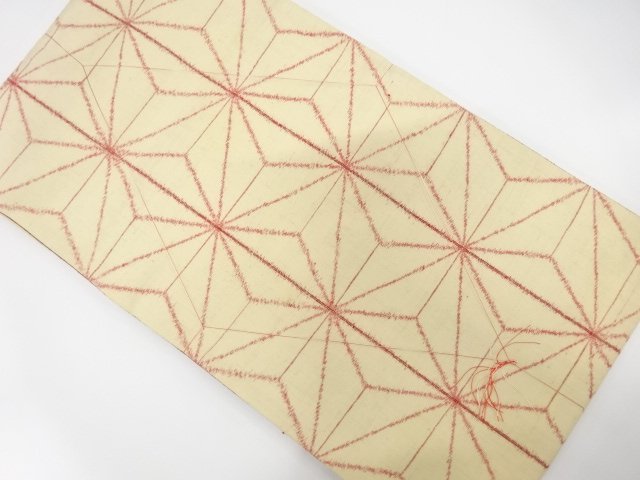 JAPANESE KIMONO / UNUSED FUKURO OBI / SILK / TSUMUGI / WOVEN ASANOHA